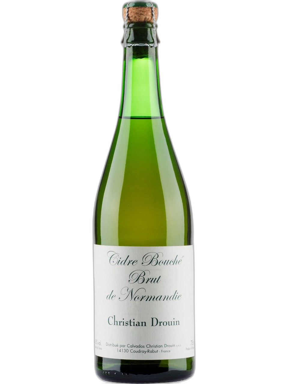 Bottle of Drouin Cidre Brut 4.5° 75cl with a golden label, showcasing the Drouin cider brand and elegant packaging.