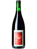 Cantillon Sang Bleu Lambic beer bottle with label and glass of poured beer, showcasing the Belgian craft brew.