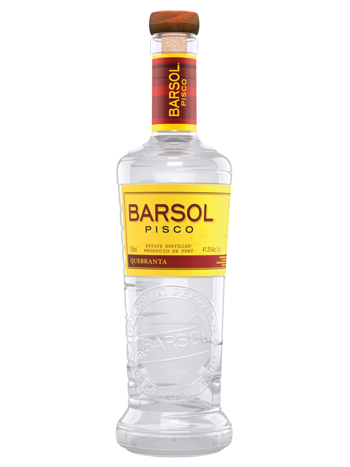Bottle of Barsol Quebranta Pisco with 40.5° alcohol, 70cl size, showing the label and packaging.
