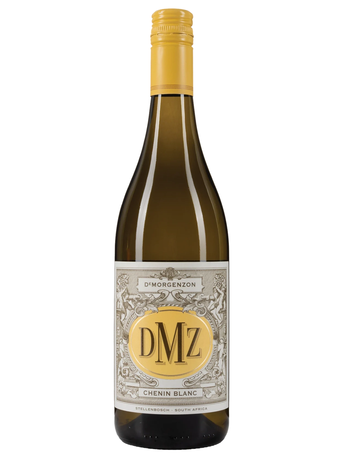 De Morgenzon DMZ Chenin Blanc white wine bottle with a clear label, set against a neutral background.
