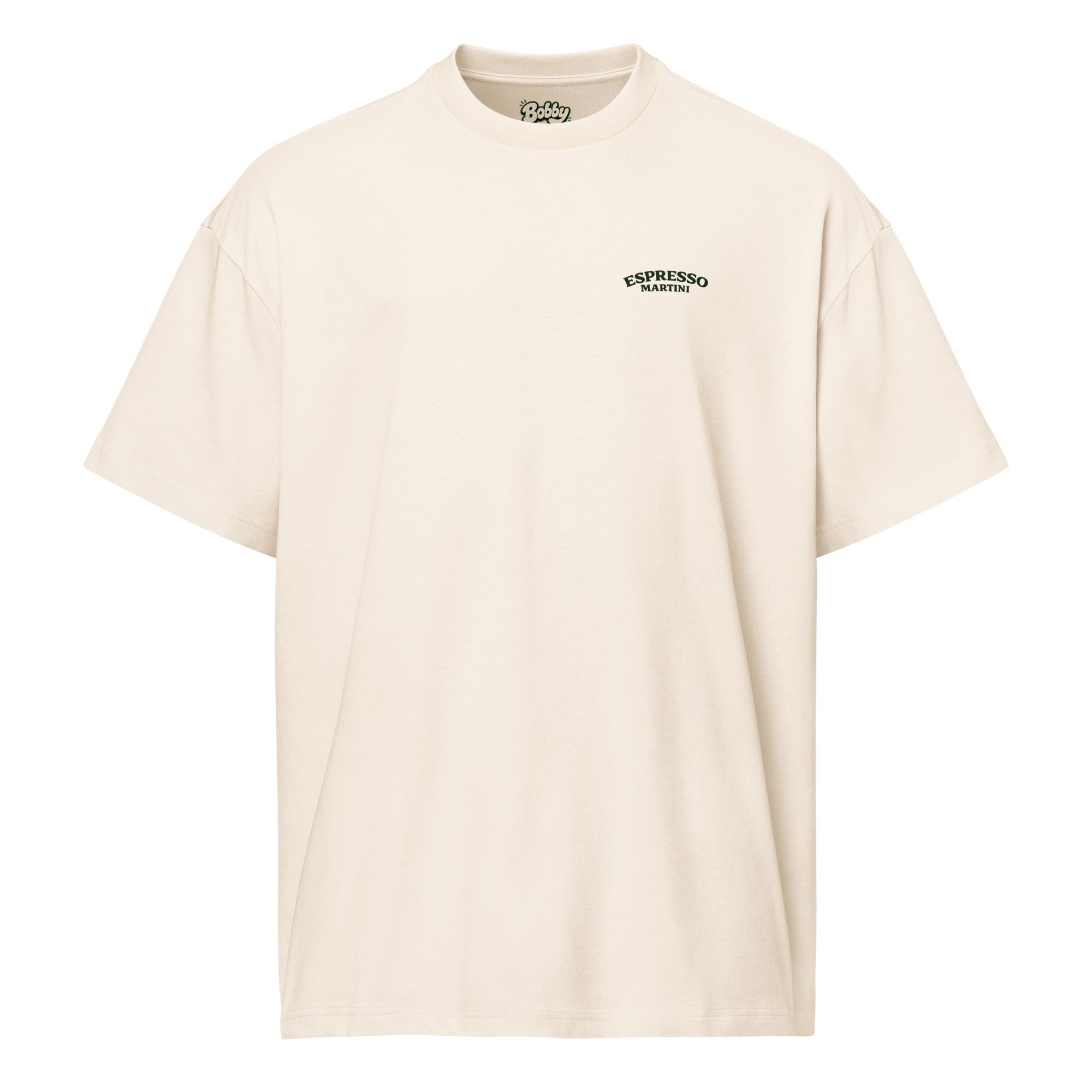 Men’s vintage white box tee featuring Espresso Martini Social Club logo, from Fine Spirits Consulting merchandise.